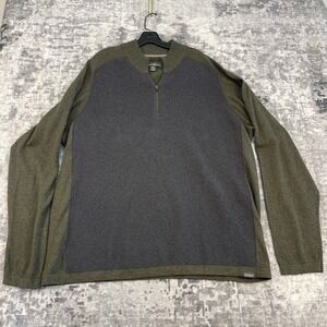 Eddie Bauer Men's 3XL Quarter Zip Waffle Knit Sweater Green Grey Grandpacore